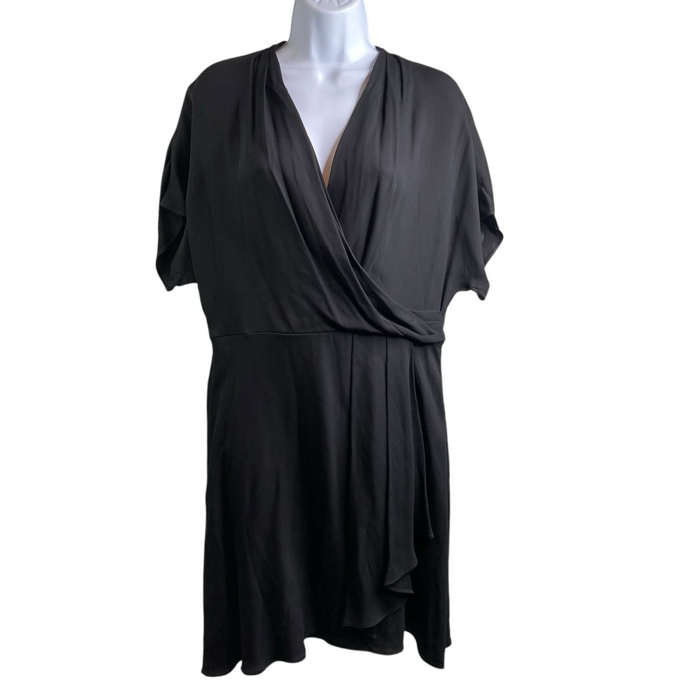 TARA JARMON Women's Black Wrap Crepe Dress Sz 42/10 Minimalist Capsule Classic